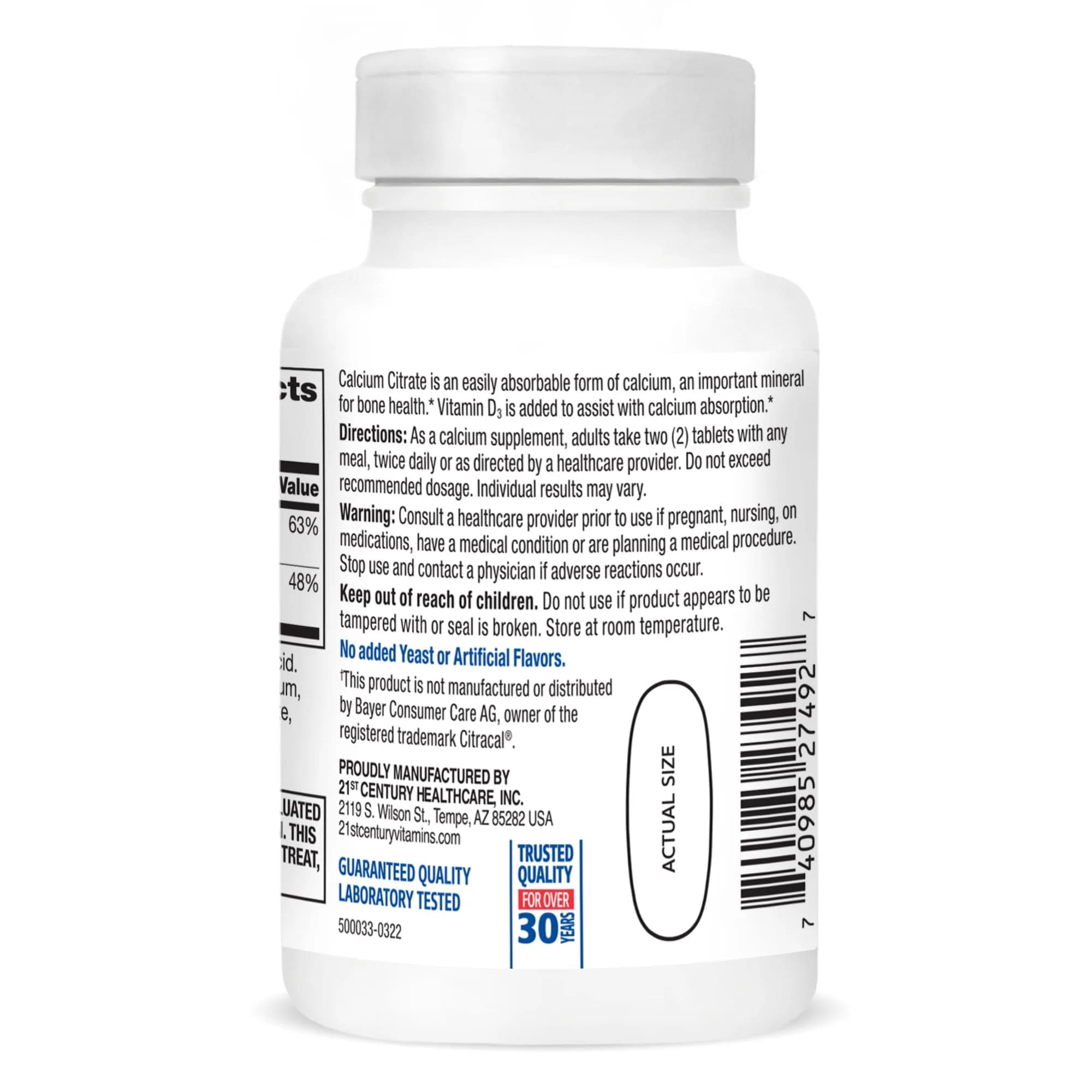 21st Century Calcium Citrate Plus D Maximum Caplets, 75 Count | Bone Health Support with Vitamin D3 - view 8