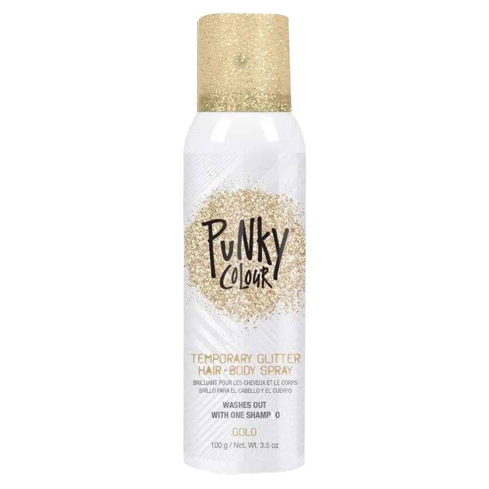 Jerome Russell Punky Gold 3.5 oz Glitter Spray | Adds Shimmery Glow, Hair & Body, Kids & Adults — Gold
