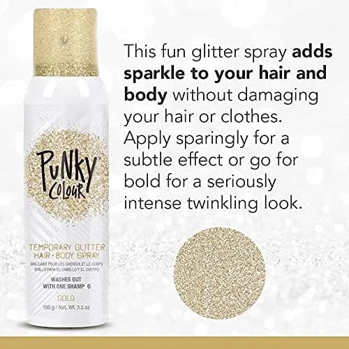 Jerome Russell Punky Gold 3.5 oz Glitter Spray | Adds Shimmery Glow, Hair & Body, Kids & Adults thumbnail 4