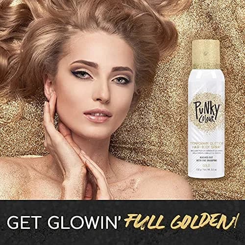Jerome Russell Punky Gold 3.5 oz Glitter Spray | Adds Shimmery Glow, Hair & Body, Kids & Adults thumbnail 3