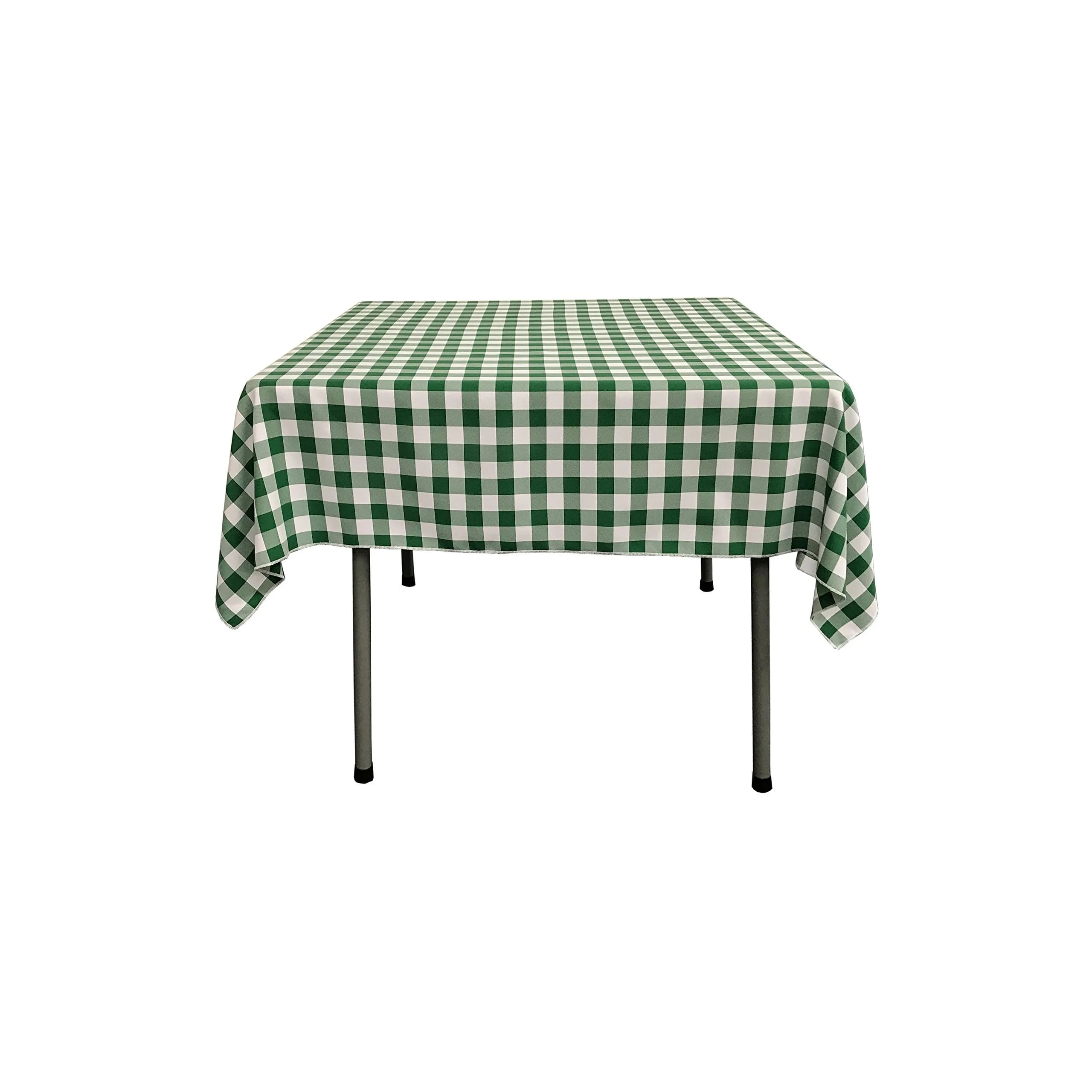 LA Linen Gingham Tablecloth - Checkered Tablecloth for Parties, Picnics & More - Farmhouse 58"x58" Green — Hunter Green and White