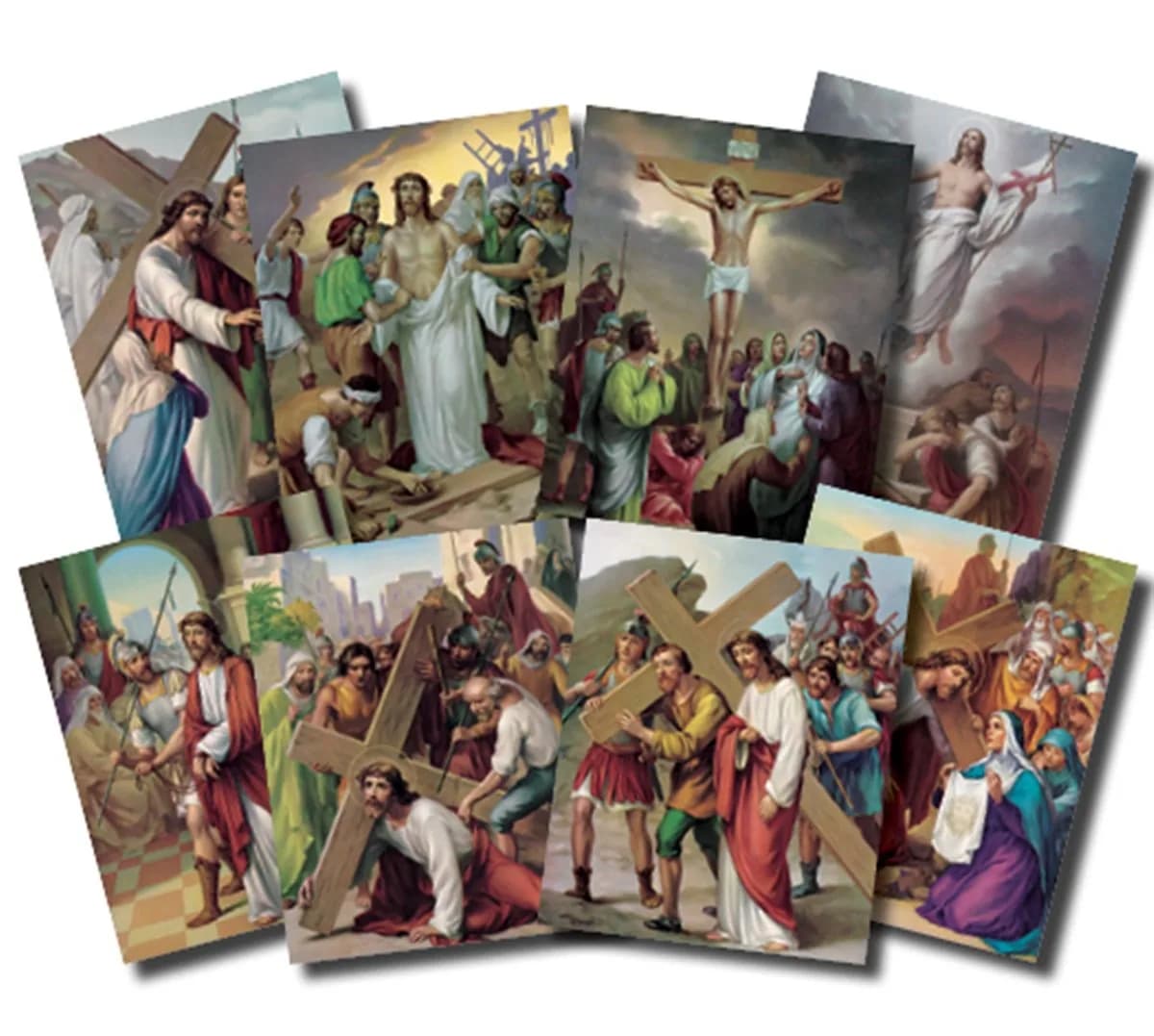 Catholic Posters The Stations of the Cross Illustrated Cardstock Poster Set 8 in x 10 in | Classroom & Sunday School