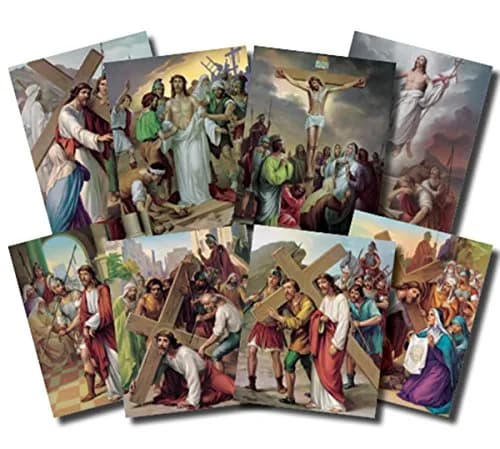 Catholic Posters The Stations of the Cross Illustrated Cardstock Poster Set 8 in x 10 in | Classroom & Sunday School thumbnail 1