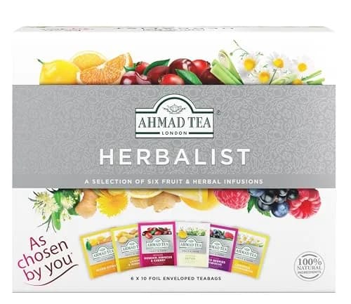 Ahmad Tea Herbal Tea Gift Box 60 Foil Teabags | Decaffeinated & Sugar-Free Herbalist Variety thumbnail 1