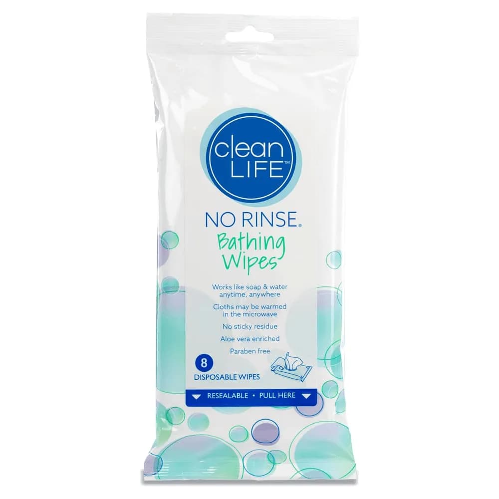 No-Rinse Bathing Wipes - 8 Disposable Body Wipes | Gentle, Moisturizing, Hypoallergenic