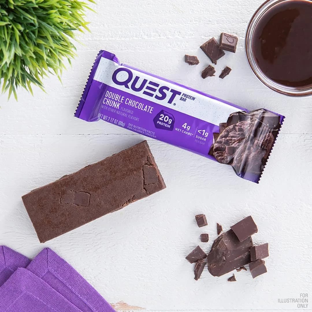 Quest Nutrition Double Chocolate Chunk Protein Bars 60g (2.12oz) | 20g Protein, 3g Net Carbs, Gluten-Free - view 5