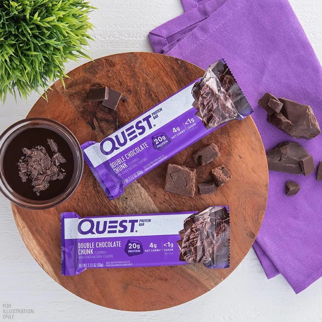 Quest Nutrition Double Chocolate Chunk Protein Bars 60g (2.12oz) | 20g Protein, 3g Net Carbs, Gluten-Free - view 4