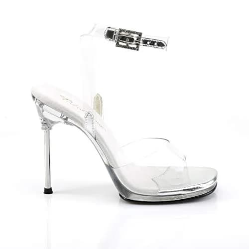 Fabulicious Women's Chic-06 Dress Sandal, Clear, 8 M US | 4 1/2" Heel & Rhinestone Buckle thumbnail 5