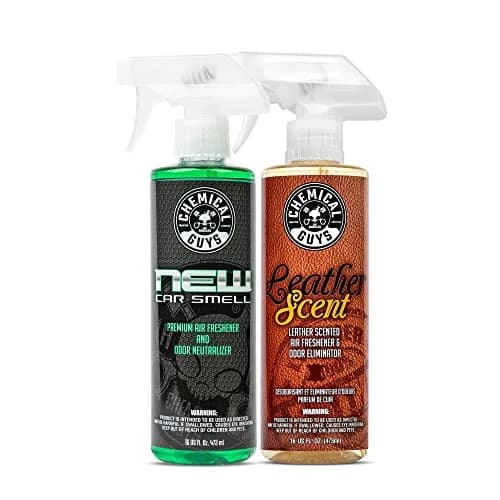 Chemical Guys New Car & Leather Scent Air Freshener Combo Pack 16 Fl Oz (473ml) Each | Odor Eliminating Spray for Cars thumbnail 1