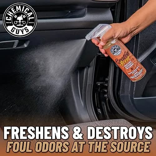 Chemical Guys New Car & Leather Scent Air Freshener Combo Pack 16 Fl Oz (473ml) Each | Odor Eliminating Spray for Cars thumbnail 5