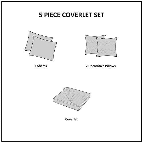 Madison Park Bedspread Set Full/Queen | All Season Jacquard Bedding Layer with Shams (90"x90") thumbnail 6