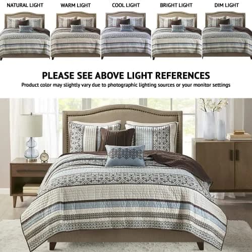 Madison Park Bedspread Set Full/Queen | All Season Jacquard Bedding Layer with Shams (90"x90") thumbnail 2