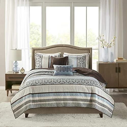 Madison Park Bedspread Set Full/Queen | All Season Jacquard Bedding Layer with Shams (90"x90") thumbnail 3