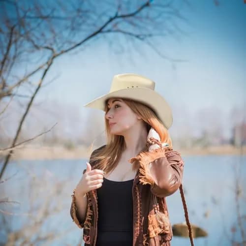 Western Express Natural Straw Cowboy Hat for Men and Women | Cattleman Style with Black Hat Band and Silver Conchos thumbnail 5