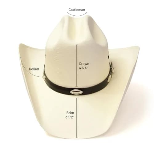 Western Express Natural Straw Cowboy Hat for Men and Women | Cattleman Style with Black Hat Band and Silver Conchos thumbnail 3