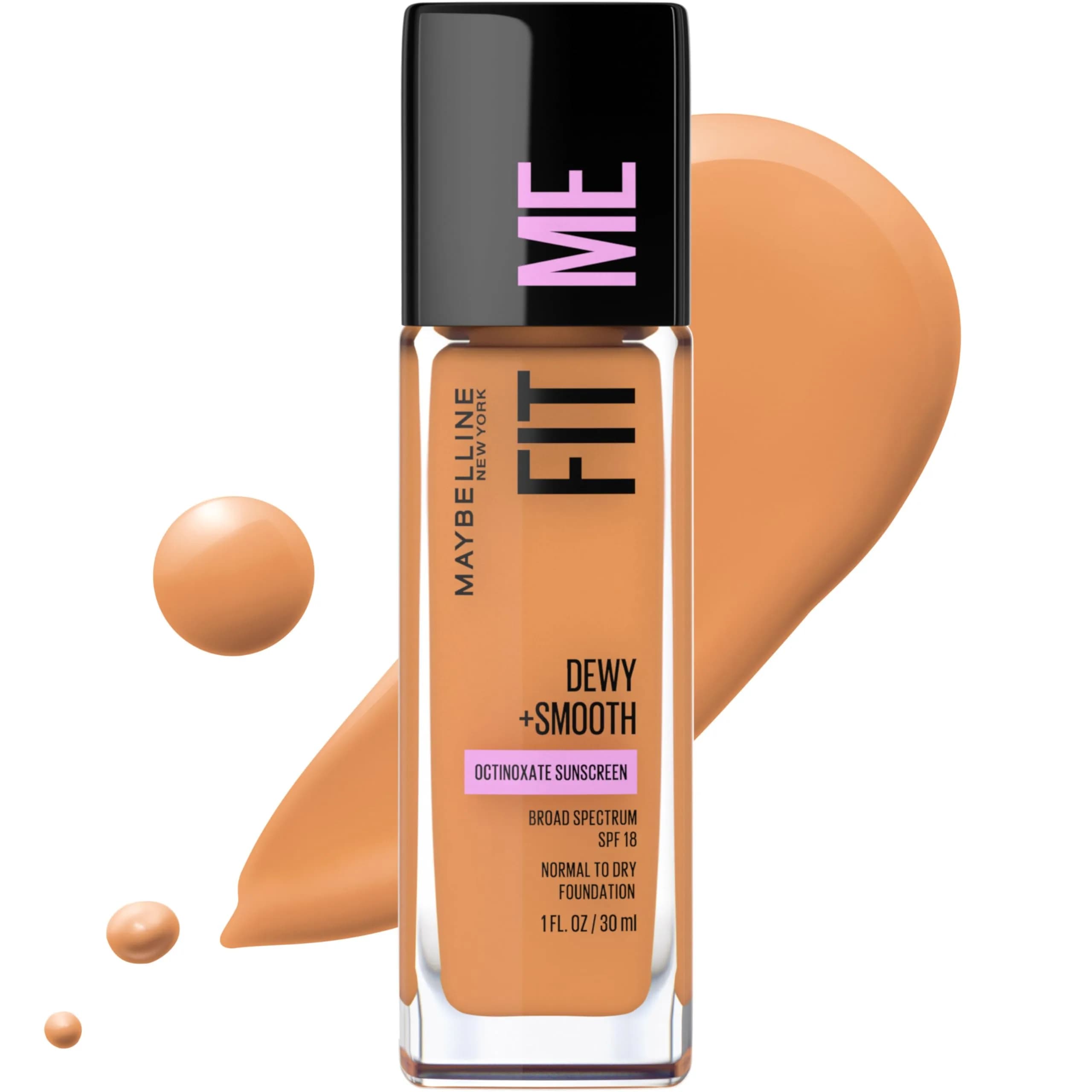 Maybelline Fit Me Dewy + Smooth Foundation, 330 Toffee, 29.57ml | Hydrating Luminous Finish for Medium Skin Tones - main product image