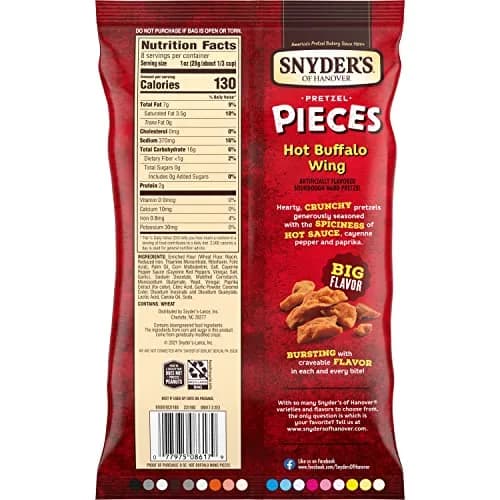 Snyder's of Hanover Hot Buffalo Wing Pretzel Pieces 8 Oz (227 g) | Bold Sourdough Crunch thumbnail 9