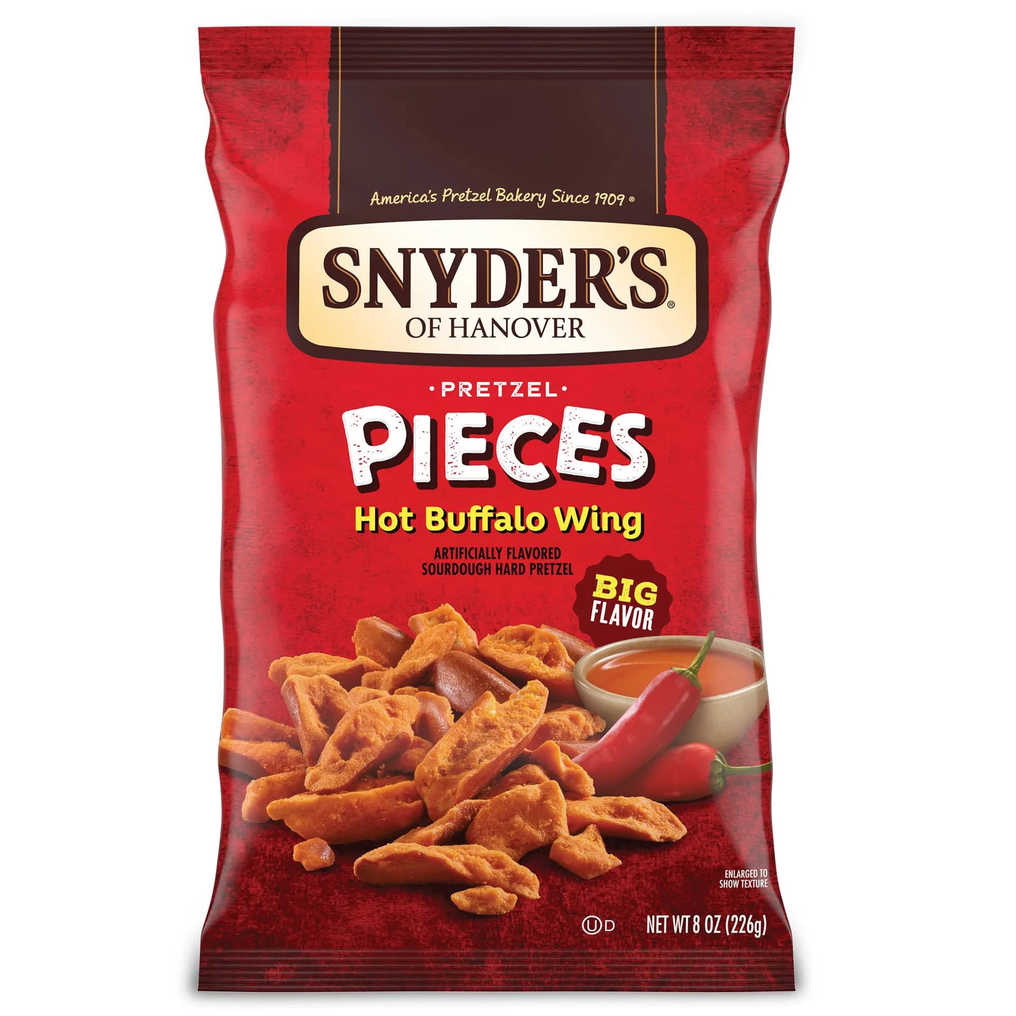 Snyder's of Hanover Hot Buffalo Wing Pretzel Pieces 8 Oz (227 g) | Bold Sourdough Crunch - main product image