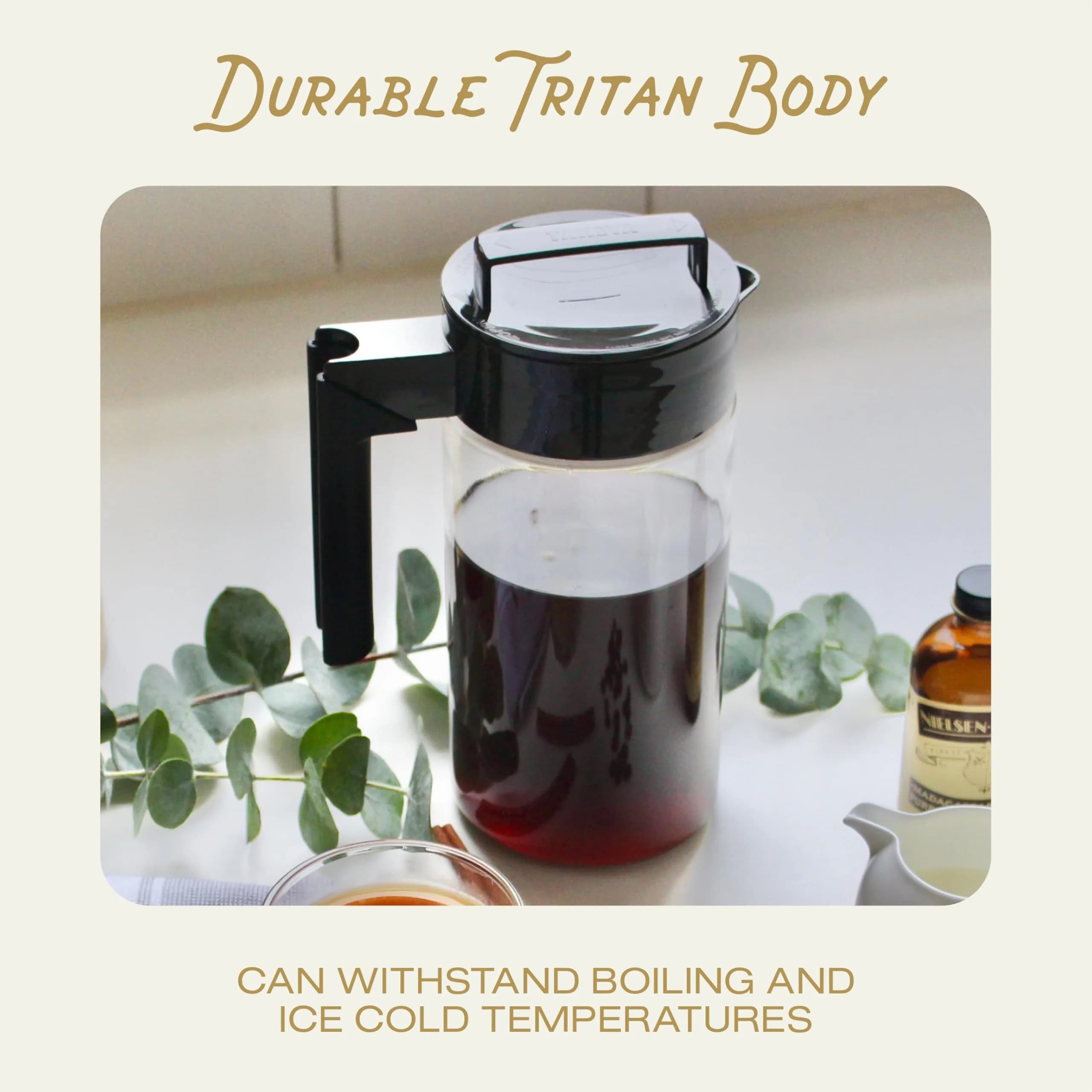Takeya Deluxe 1 Quart Black Cold Brew Coffee Maker with Fine-Mesh Filter - view 3