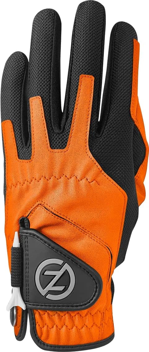 Zero Friction Men's Golf Gloves, Left Hand, One Size, Red | All-Weather Synthetic Grip & Comfort — Orange / Left / Individual
