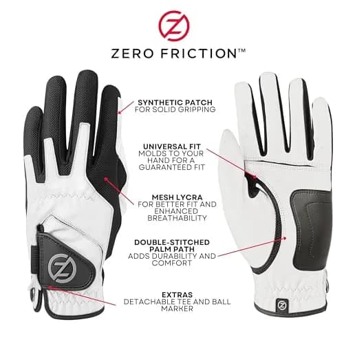Zero Friction Men's Golf Gloves, Left Hand, One Size, Red | All-Weather Synthetic Grip & Comfort thumbnail 3