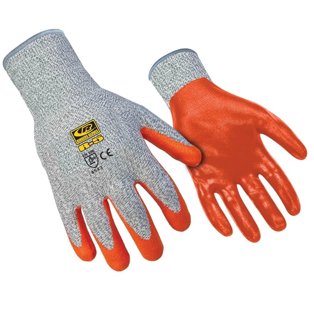 Ringers R-5 R-Flex Nitrile High Dexterity Safety Glove X-Large | CE & ANSI Level 3 & 5 Cut Protection — Orange