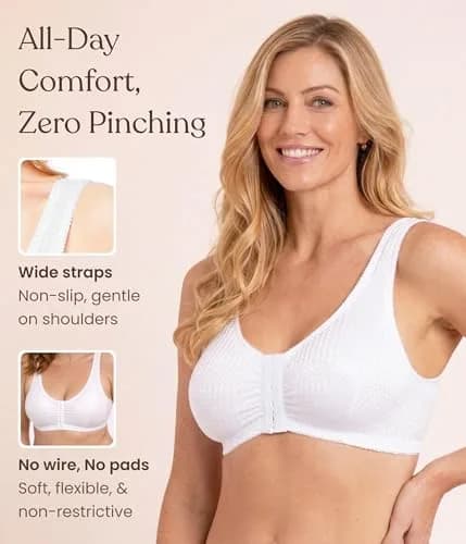 Carole Martin Comfort Front Closure Bras for Women, Wireless Sleep Bras | Soft Nylon Spandex Fit (34-48, B-C-D Cups) thumbnail 4