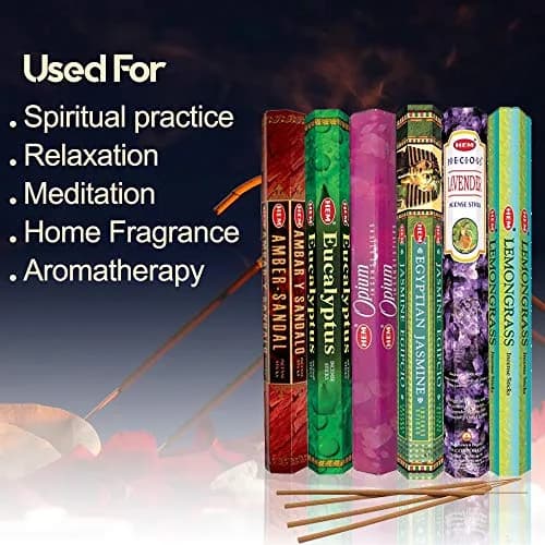 HEM assorted best sellers incense sticks pack of 6 | 120 Sticks, Fragrance - Lemongrass, Lavender, Egyptian Jasmine, Ambar Sandalo, Opium, Eucalyptus thumbnail 7