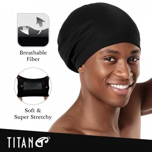 Titan Dreadlock Stocking Cap Black | Breathable & Stretchable Loc Sock for Men & Women thumbnail 4