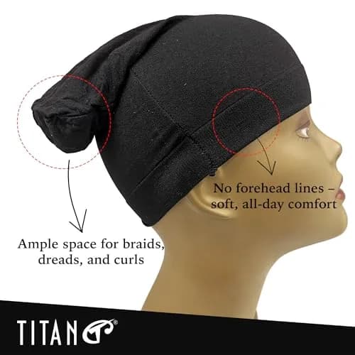 Titan Dreadlock Stocking Cap Black | Breathable & Stretchable Loc Sock for Men & Women thumbnail 5