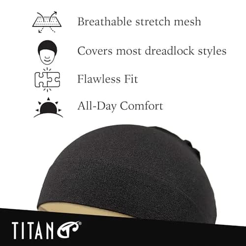 Titan Dreadlock Stocking Cap Black | Breathable & Stretchable Loc Sock for Men & Women thumbnail 3