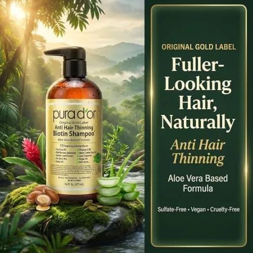 PURA D'OR Original Gold Label Anti-Hair Thinning Biotin Shampoo 473ml (16 Fl Oz) | Clinically Tested Botanical Care thumbnail 7
