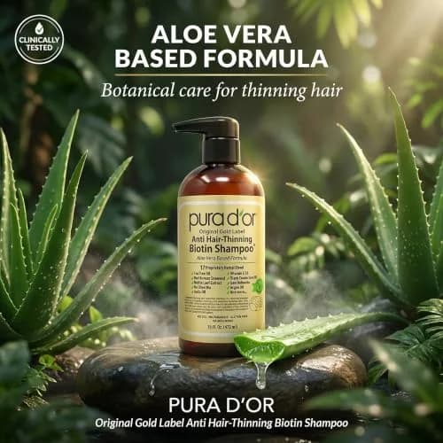PURA D'OR Original Gold Label Anti-Hair Thinning Biotin Shampoo 473ml (16 Fl Oz) | Clinically Tested Botanical Care thumbnail 3