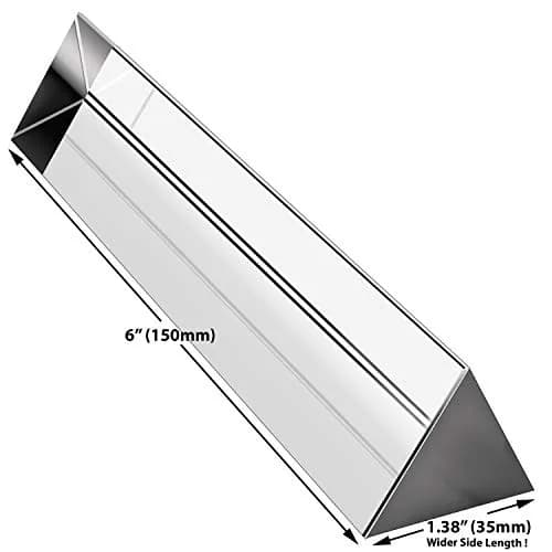 Amlong Crystal 6 inch Optical Glass Triangular Prism for Teaching Light Spectrum Physics and Photography, 150mm | Clear, Lead-Free thumbnail 2