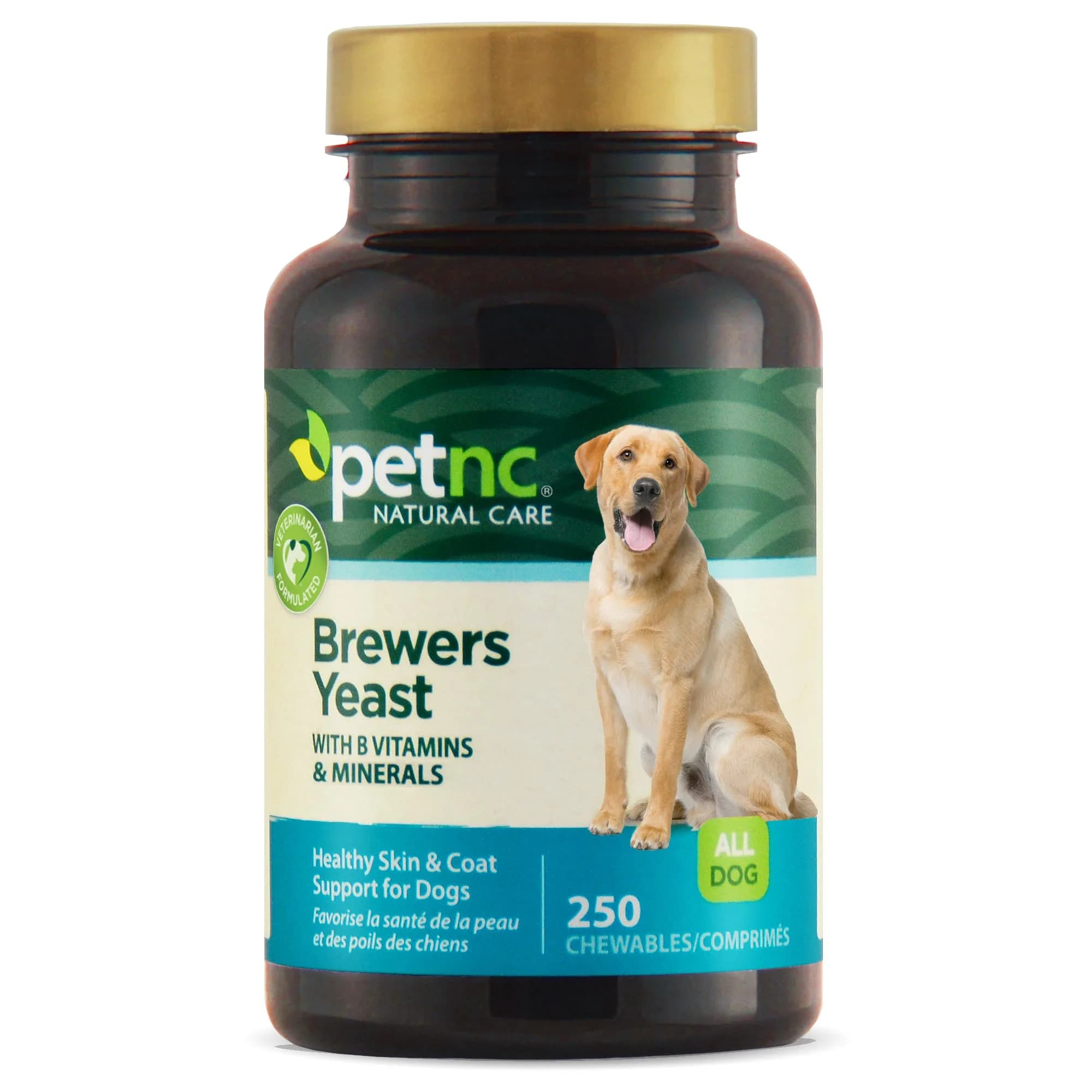PetNC Natural Care Brewers Yeast Dog Skin and Coat Supplement 250 Chewables | Promotes Healthy Skin & Glossy Coat