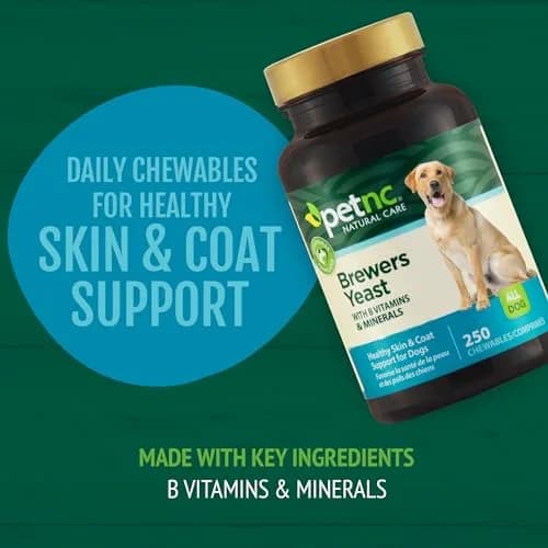 PetNC Natural Care Brewers Yeast Dog Skin and Coat Supplement 250 Chewables | Promotes Healthy Skin & Glossy Coat thumbnail 2