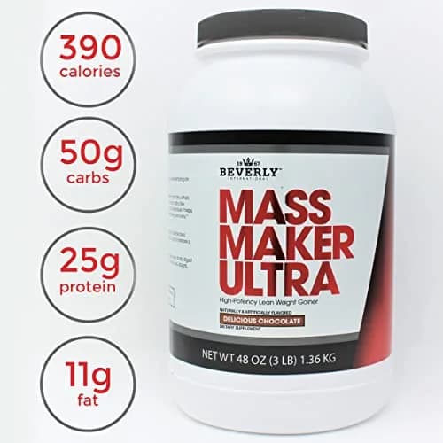 Beverly International Mass Maker Ultra, Chocolate, 3 lb | High-Quality Weight Gainer for Muscle Growth thumbnail 4