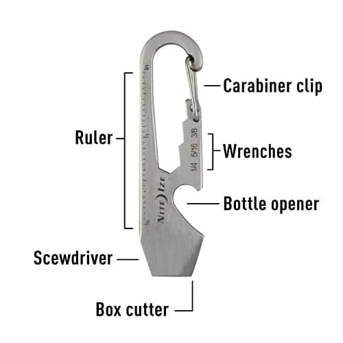 Nite Ize Carabiner Key Clip, Silver, 1-11/16 in | Durable Stainless Steel Key Holder with Multi-Tool Functions thumbnail 6