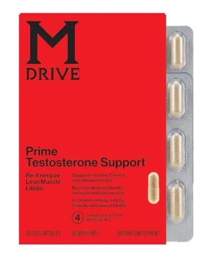 M Drive Prime Men's T‑Support Energy, Focus & Lean Muscle | Natural Testosterone Support, 60 Capsules thumbnail 1