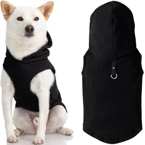 Gooby Fleece Vest Hoodie Dog Sweater, Black, Large | Warm, Easy-On Pullover for Small Dogs thumbnail 1