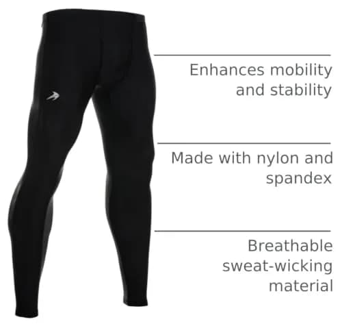 CompressionZ Men's Compression Pants Black Medium | Supportive Athletic Base Layer thumbnail 4