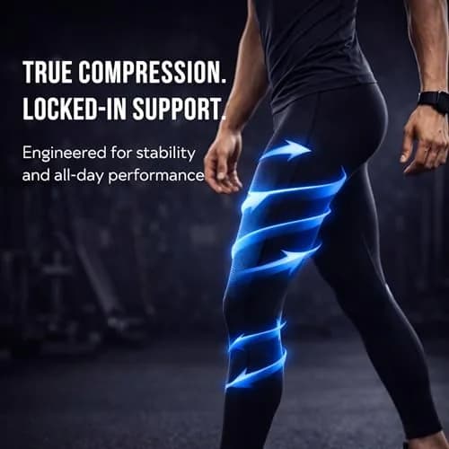 CompressionZ Men's Compression Pants Black Medium | Supportive Athletic Base Layer thumbnail 2