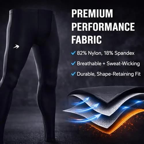 CompressionZ Men's Compression Pants Black Medium | Supportive Athletic Base Layer thumbnail 3