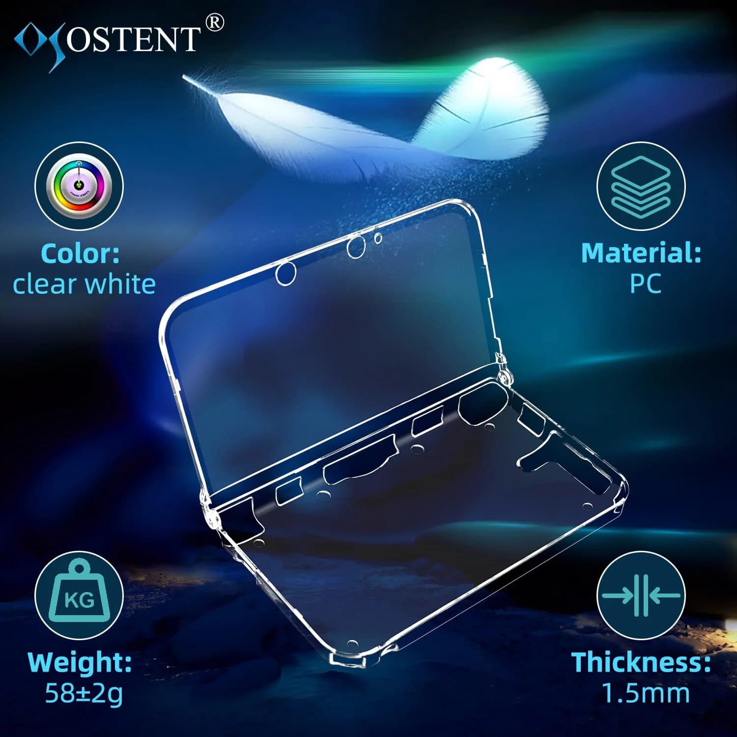 OSTENT Clear Crystal Hard Guard Case for Nintendo 3DS XL LL | Protects from Scratches & Impact - view 4