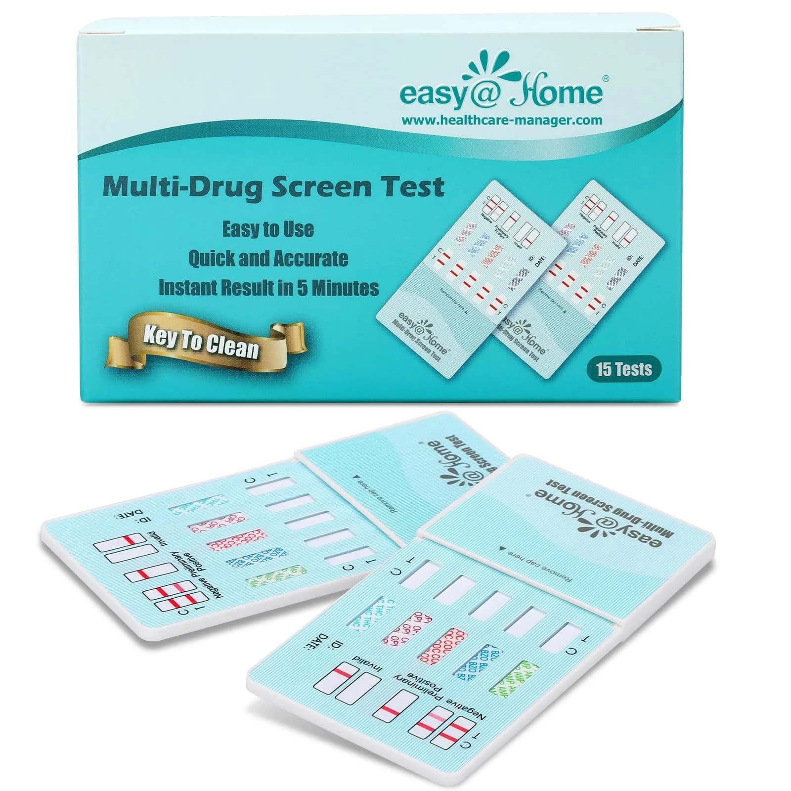 Easy@Home 5 Panel Urine Drug Test Kit 15 Count | Accurate Home Screening for THC, Cocaine, AMP, BZO, OPI