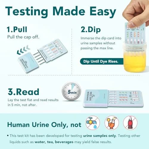 Easy@Home 5 Panel Urine Drug Test Kit 15 Count | Accurate Home Screening for THC, Cocaine, AMP, BZO, OPI thumbnail 3