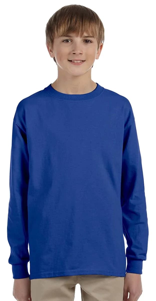 Jerzees Youth 5.6 oz. DRI-POWER® ACTIVE Long-Sleeve T-Shirt Royal Medium | Moisture-Wicking Active Tee