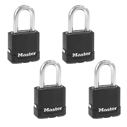 Master Lock Magnum Outdoor Padlock 4-Pack, M115XQLF | Heavy-Duty Steel Body & Boron Shackle thumbnail 1