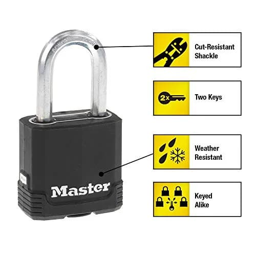 Master Lock Magnum Outdoor Padlock 4-Pack, M115XQLF | Heavy-Duty Steel Body & Boron Shackle thumbnail 2
