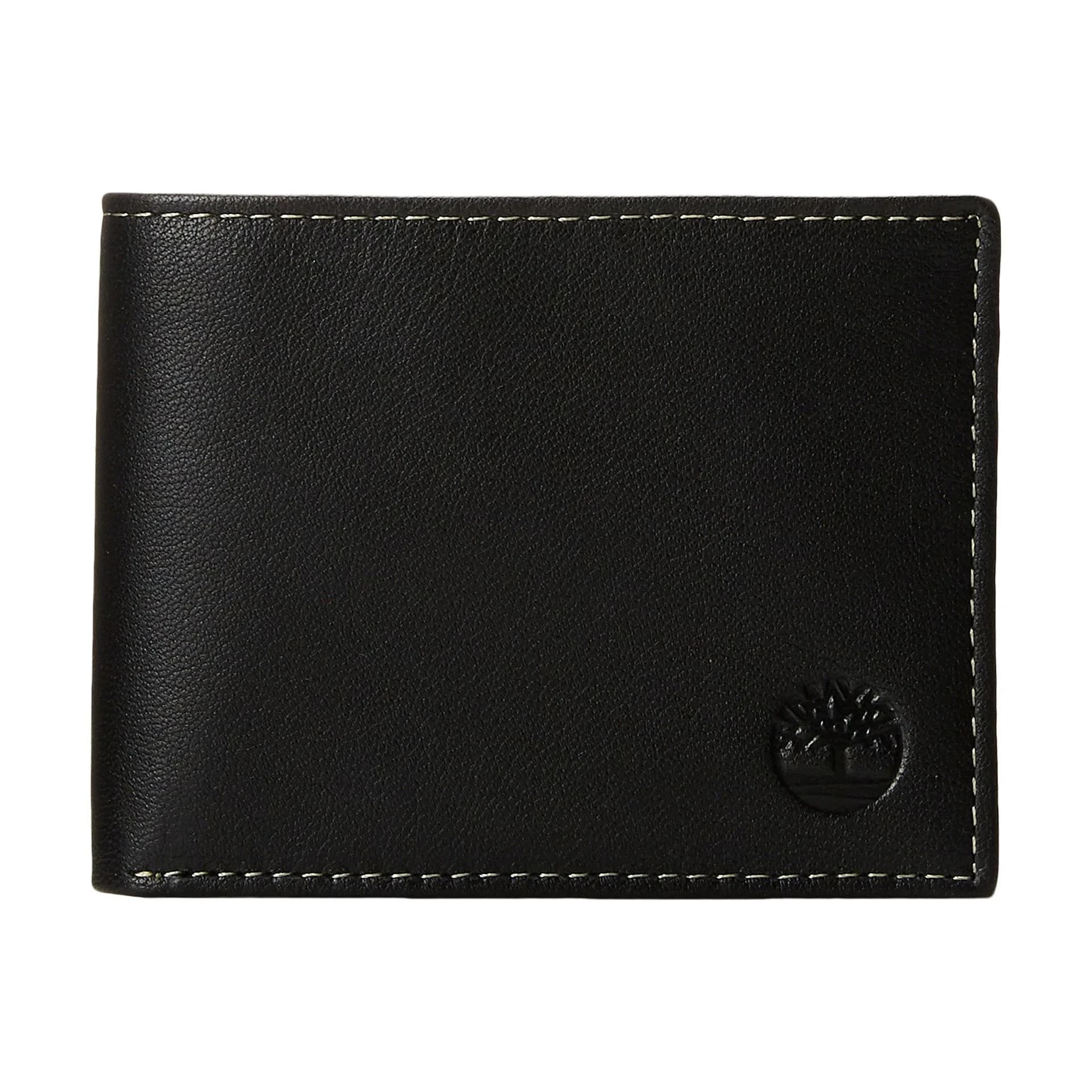 Timberland Men's Blix Slimfold Leather Wallet Navy 8.5cm (3.25") | Genuine Leather Bifold for Daily Use — Black